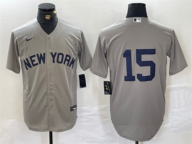 Men's New York Yankees #15 Thurman Munson Grey Cool Base Stitched Baseball Jersey